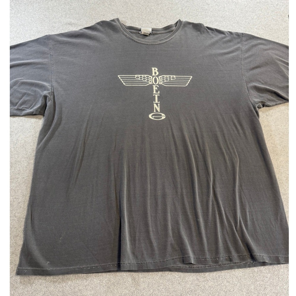 Boeing Graphic T-Shirt Mens XL Charcoal Gray Good‎ Vintage Faded Aviation Tee